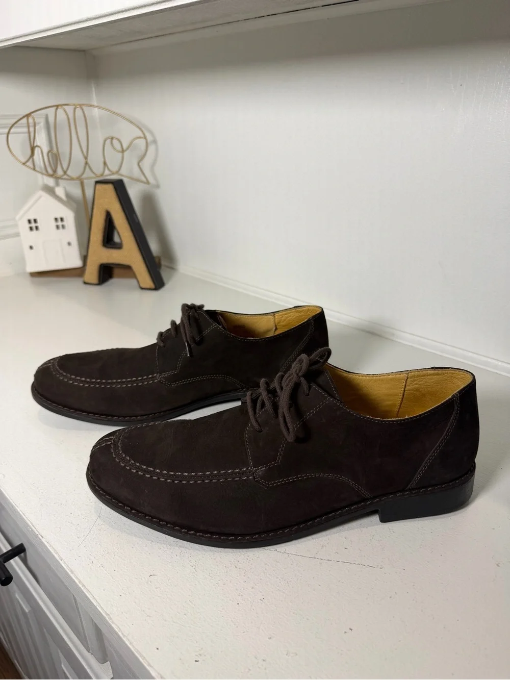 Sandro Moscoloni Men's 12D Brown Suede Oxford Shoes Comfort Soft Gel Lace Up